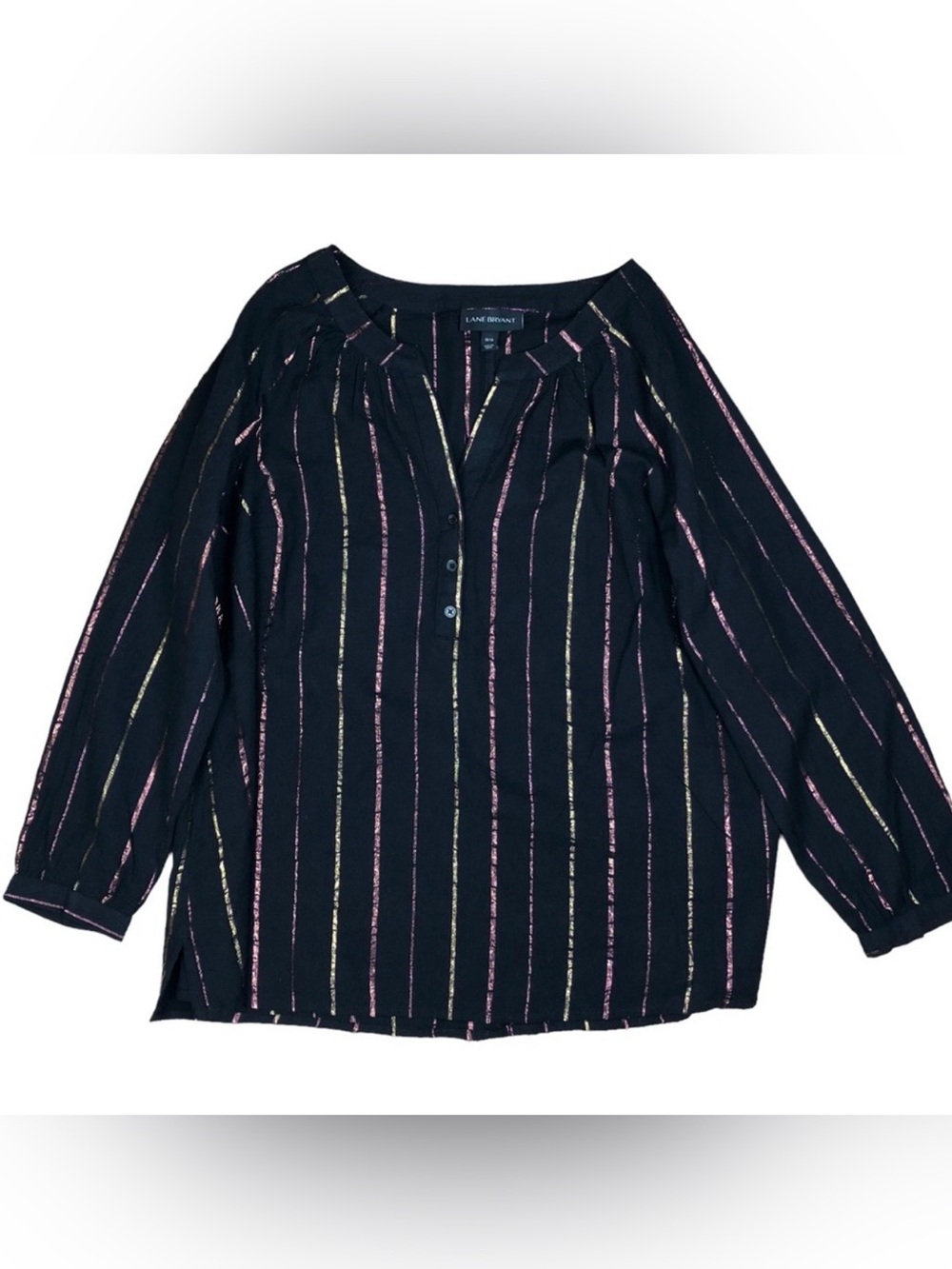 Lane Bryant Black Metallic Striped Blouse Size 14/16 NEW